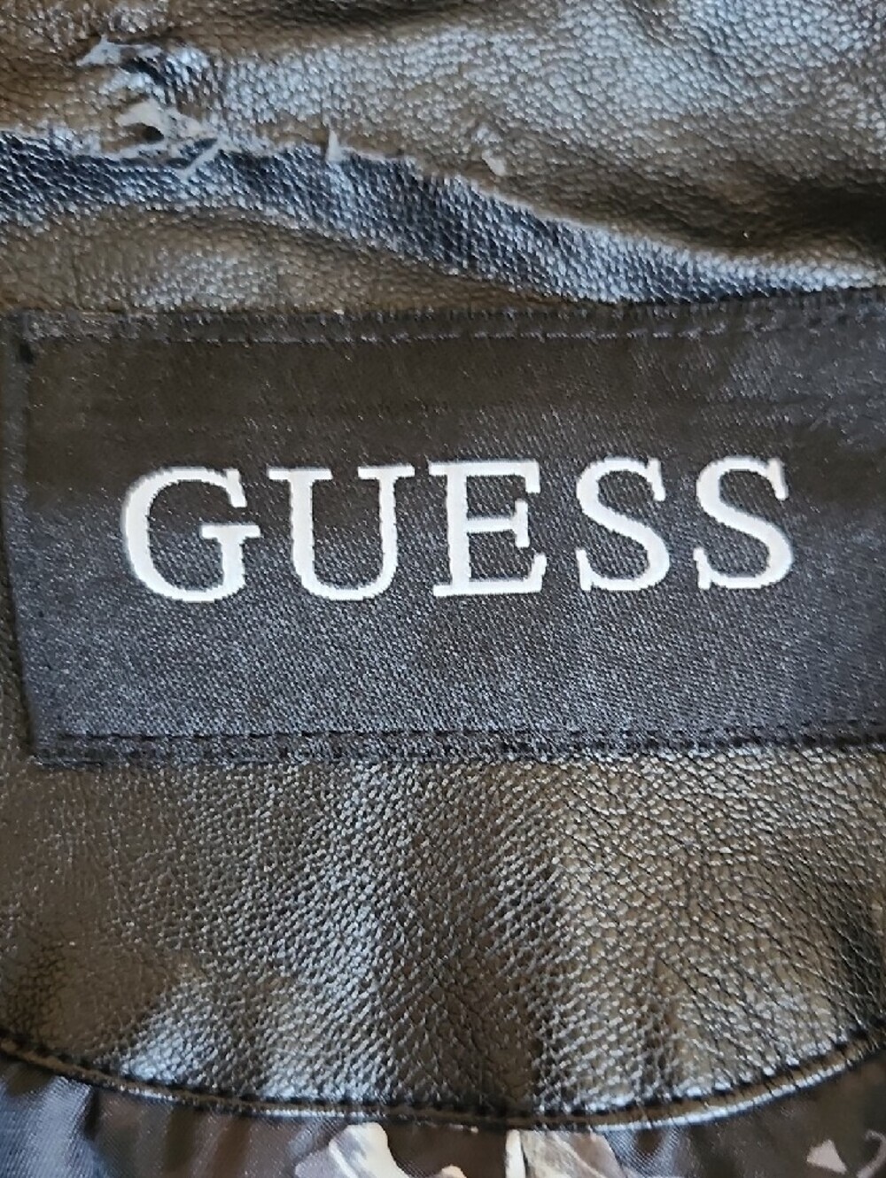Guess Black Faux Leather Hooded Jacket with Quilted Panels - Picture 2 of 13